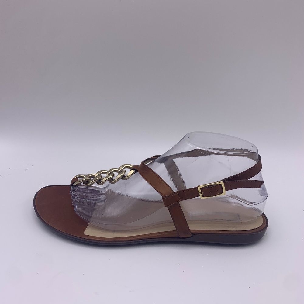 Michael Kors Collection Leather Flat Sandals Thongs Chain